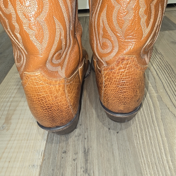 Tony Lama Tan Ostrich Cowboy Boots 9D - Picture 4 of 9